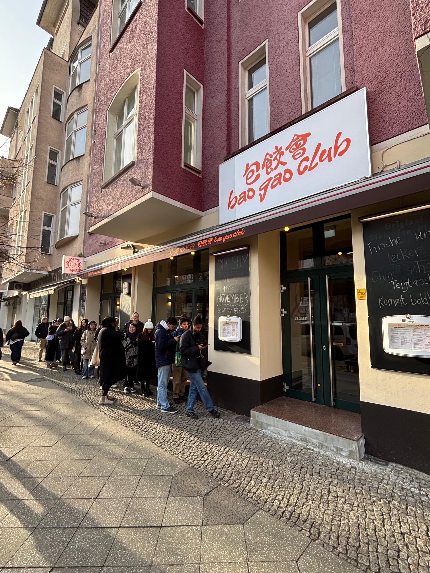 People queuing outside Bao Gao Club restaurant 